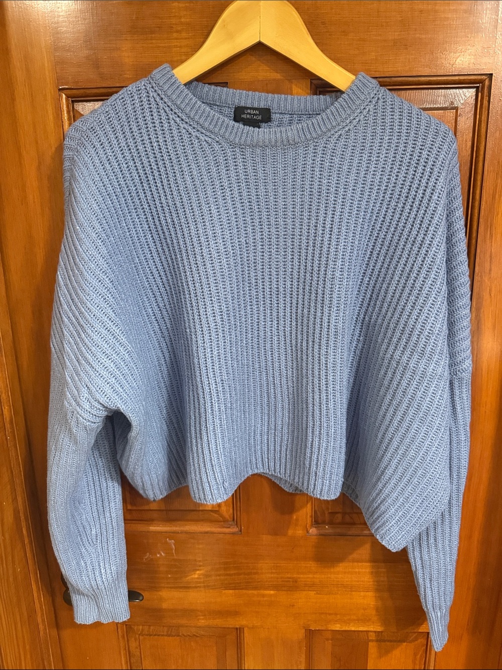 Urban Heritage Sky Blue Ribbed Crewneck Sweater